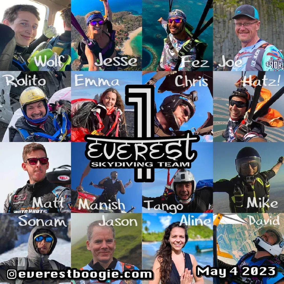 Everest One Skydiving Team — the 16 members